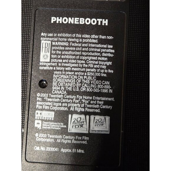 Phone Booth (VHS, 2003) Colin Ferrell, Forest Whitaker, Kiefer Sutherland - Picture 3 of 6